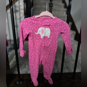 Carter’s Baby Girl NB Zippered Footie Pink Elephant